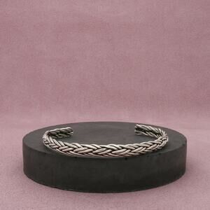 sterling silver vintage braided cuff bracelet size 7.25in